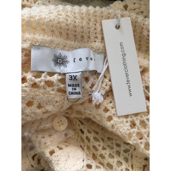 Fever Women's 3X Camisole and Crochet Cardigan Cream NEW - Picture 7 of 7